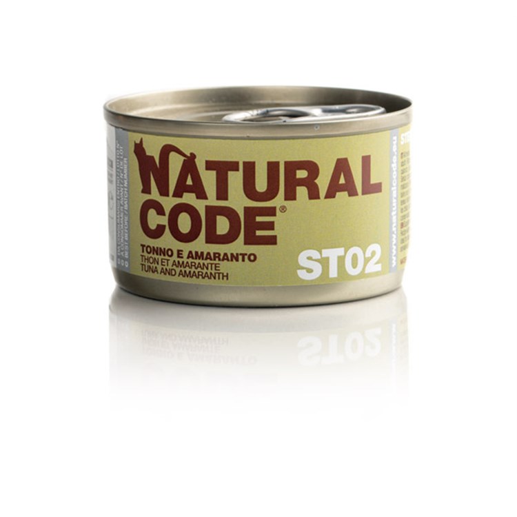 Natural Code ST02 Tonno e Amaranto 85 gr Scatoletta Gatti Sterilizzati