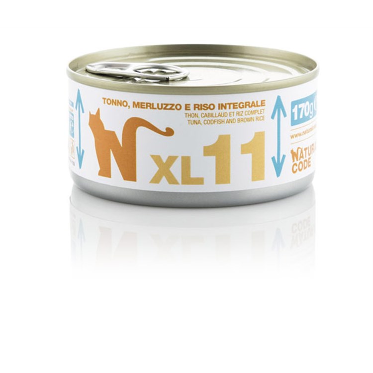 Natural Code XL 11 Tonno Merluzzo e Riso Integrale 170 gr Per Gatti