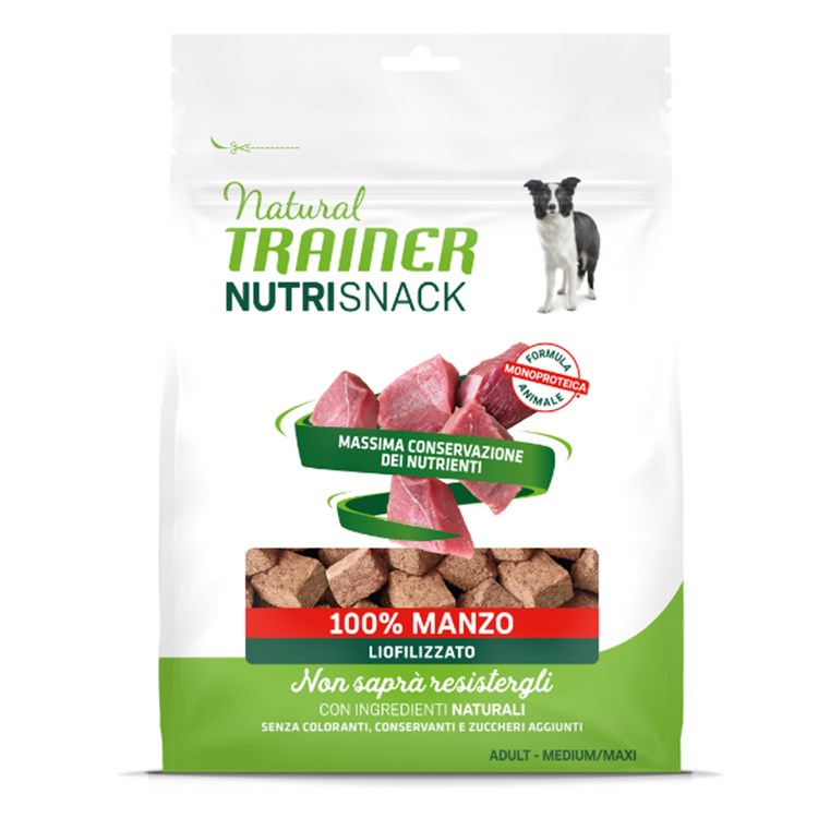 Natural Trainer Dog NutriSnack Medium Maxi Manzo 50 gr Liofilizzato Per Cani