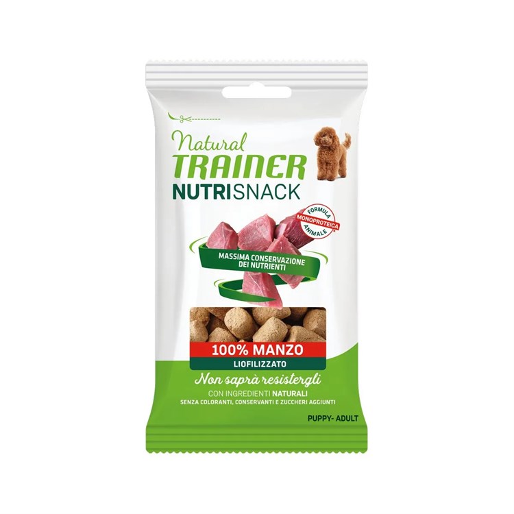 Natural Trainer Dog NutriSnack Puppy Adult Manzo 20 gr Liofilizzato Per Cani