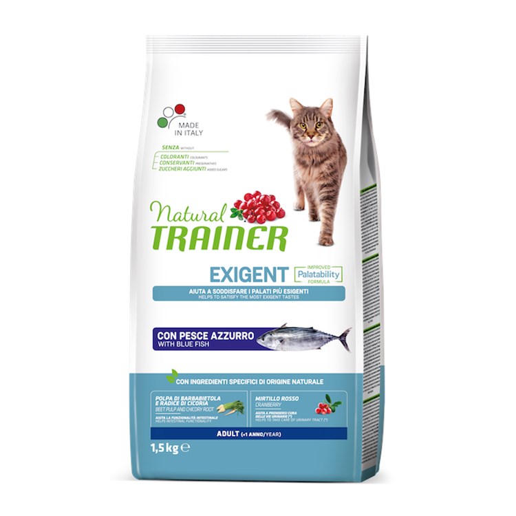 Natural Trainer Exigent Pesce Azzurro 1,5 kg Gatto