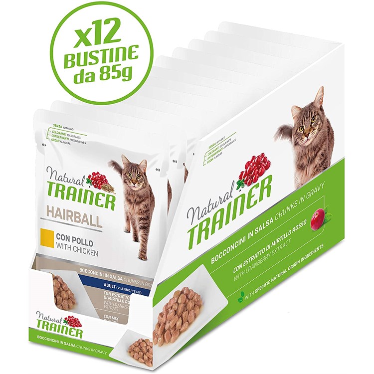 Natural Trainer Hairball Cat Pollo Bocconcini 85 gr Bustina