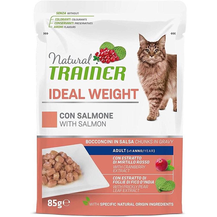 Natural Trainer Ideal Weight Salmone 85 gr Cibo Umido Per Gatti Bustina