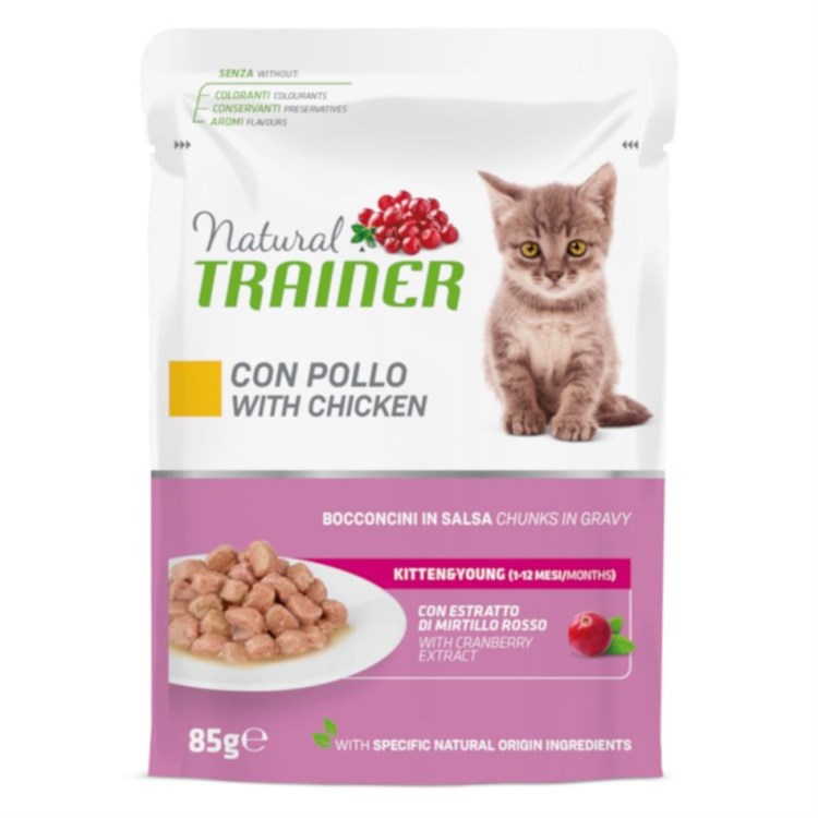 Natural Trainer Kitten Young Cat Pollo Bocconcini 85 gr Busta