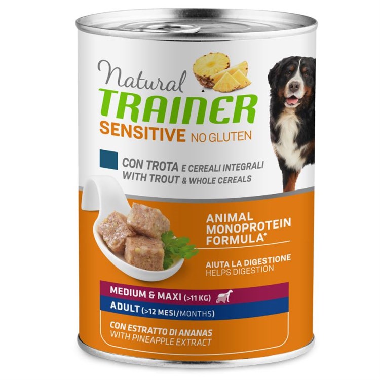 Natural Trainer Sensitive No Gluten Adult Trota 400 gr Umido Cane