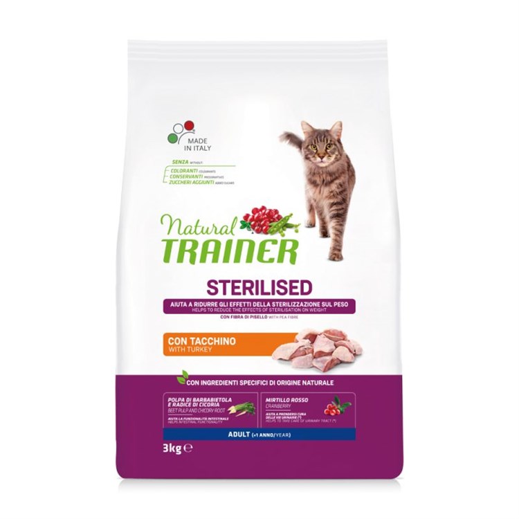 Natural Trainer Sterilised Tacchino 3 kg Gatto