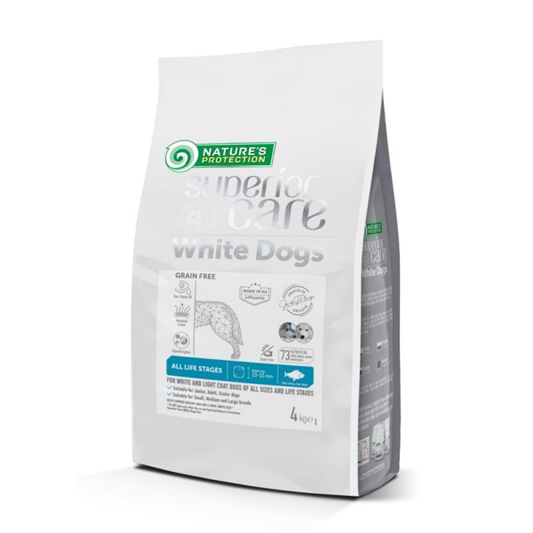 Nature's Protection White Dog Adult All Sizes Pesce Bianco 10 kg Crocchette Cani Manti Bianchi