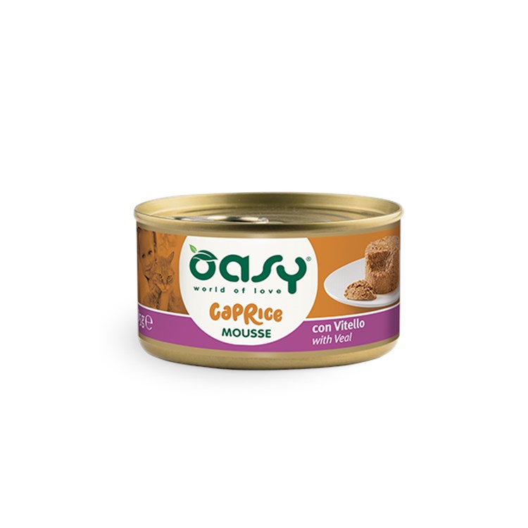 Oasy Caprice Mousse Con Vitello 85 Gr Scatoletta per Gatti