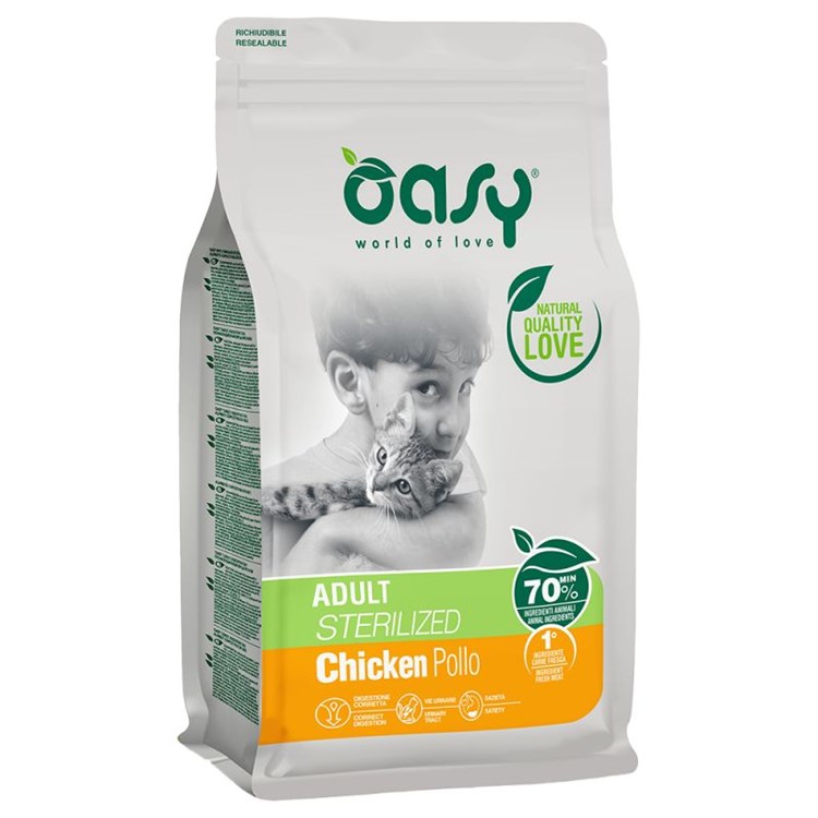 Oasy Cat Adult Sterilised Pollo 1,5 Kg Per Gatti