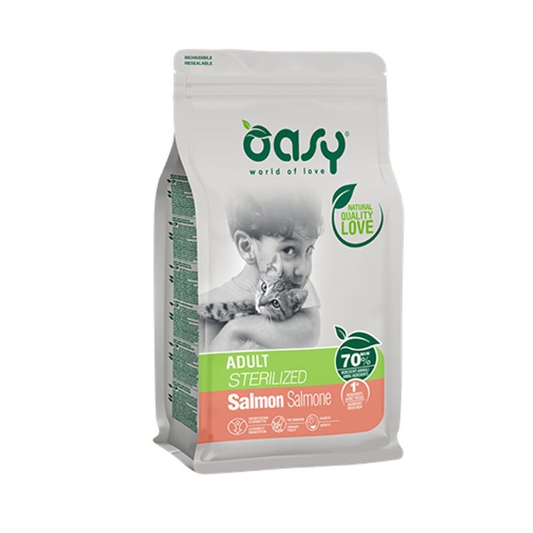 Oasy Cat Adult Sterilised Salmone 1,5 Kg Per Gatti