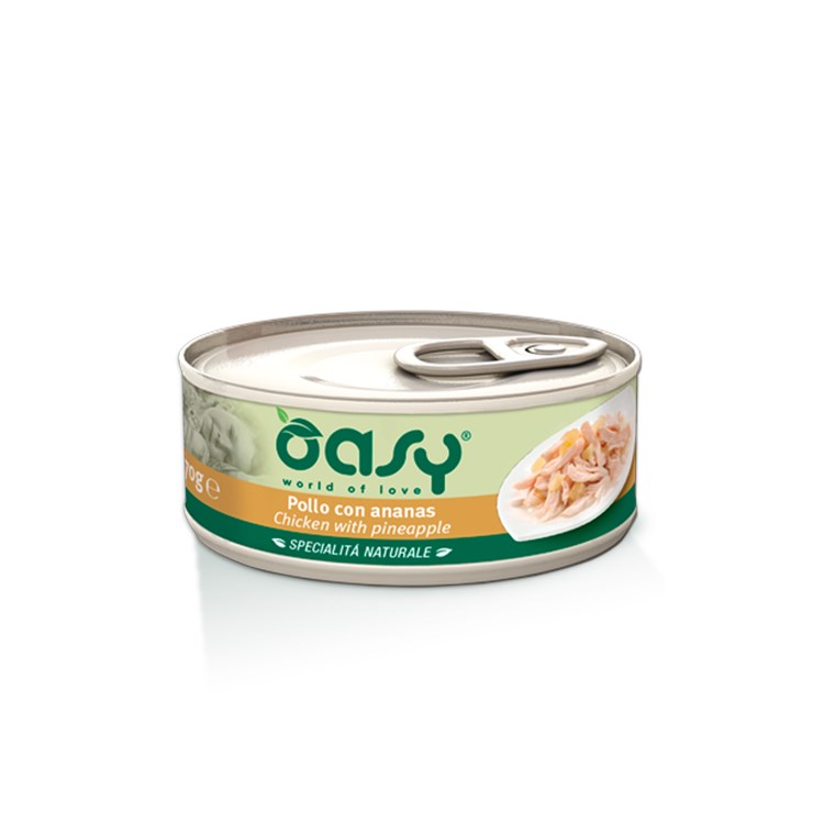 Oasy Cat Pollo Con Ananas 150 gr Lattina Umido Per Gatti