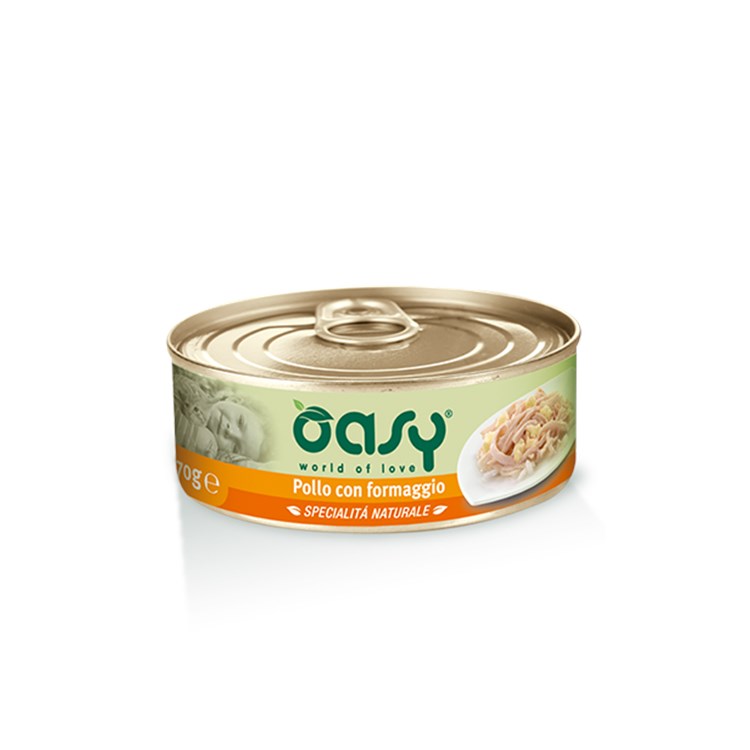 Oasy Cat Pollo Con Formaggio Lattina 150 gr Umido Per Gatti