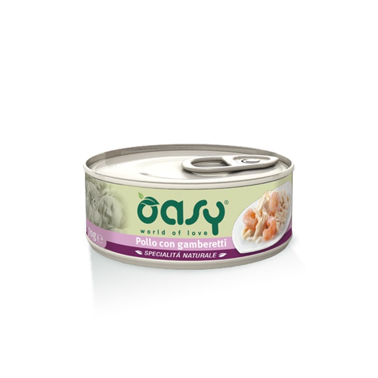 Oasy Cat Pollo Con Gamberetti Lattina 150 gr Umido Per Gatti