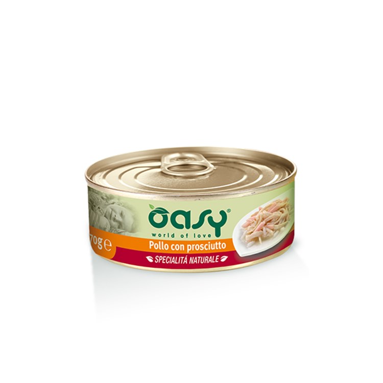 Oasy Cat Pollo Con Prosciutto Lattina 150 gr Umido Per Gatti