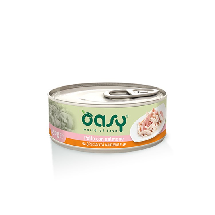 Oasy Cat Pollo Con Salmone Lattina 150 gr Umido Per Gatti