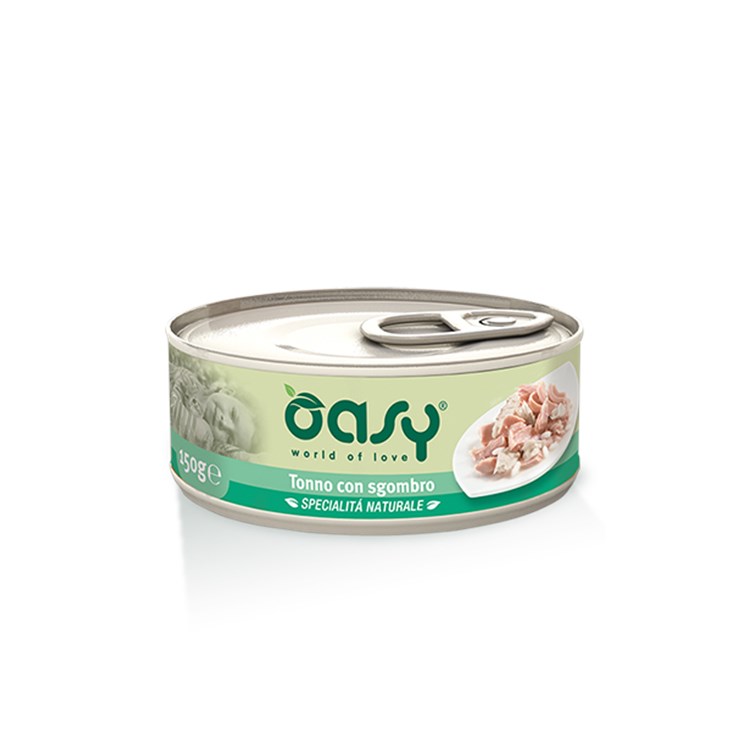 Oasy Cat Tonno Con Sgombro Lattina 150 gr Umido Per Gatti