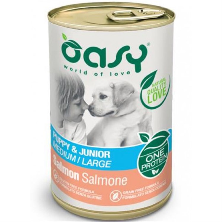 Oasy Dog Puppy Junior One Protein Salmone 400 gr Umido Per Cani