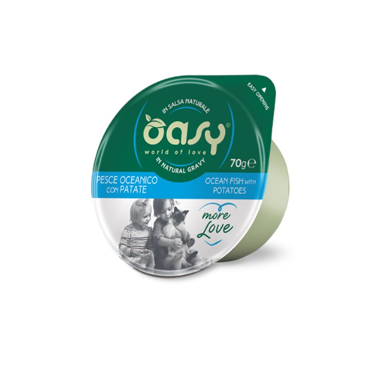 Oasy More Love Green Cup Pesce Oceanico Con Patate 70 gr Umido Gatto