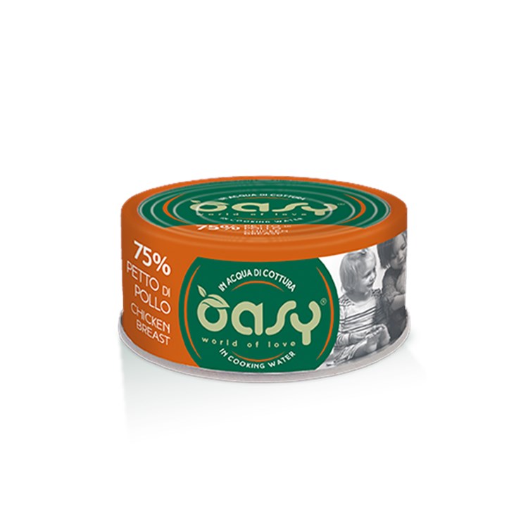 Oasy More Love Petto di Pollo Lattina 70 gr Per Gatti