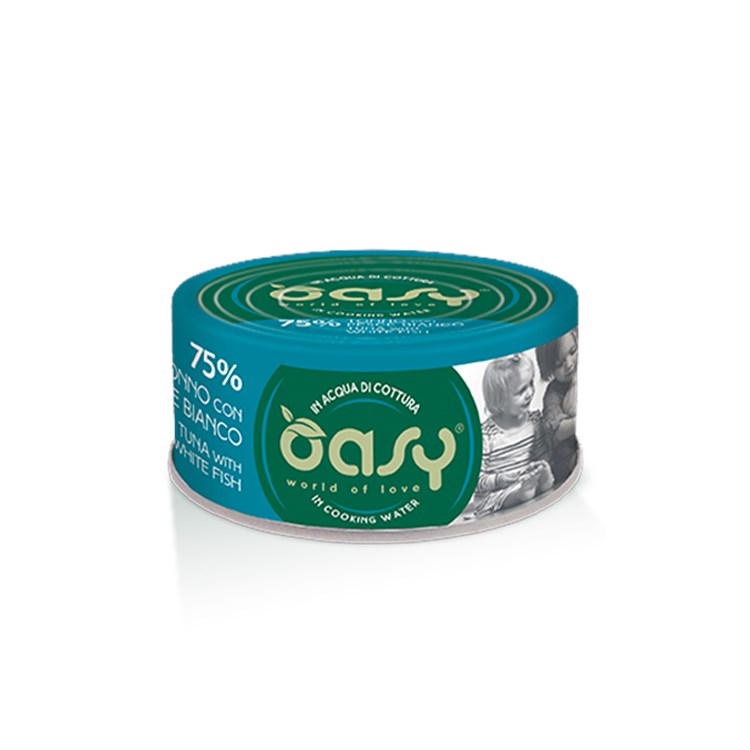 Oasy More Love Tonno Con Pesce Bianco Lattina 70 gr Per Gatti