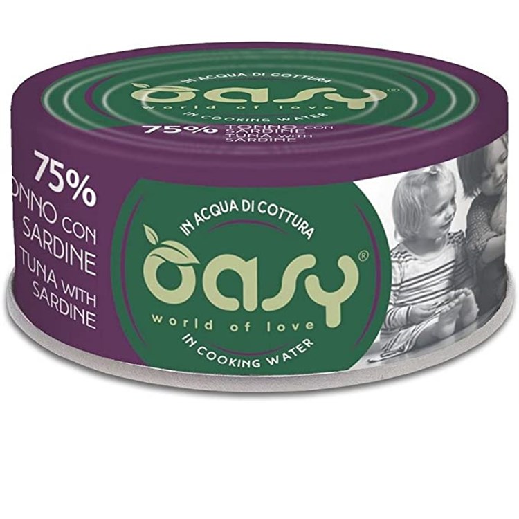 Oasy More Love Tonno Con Sardine Lattina 70 gr Per Gatti