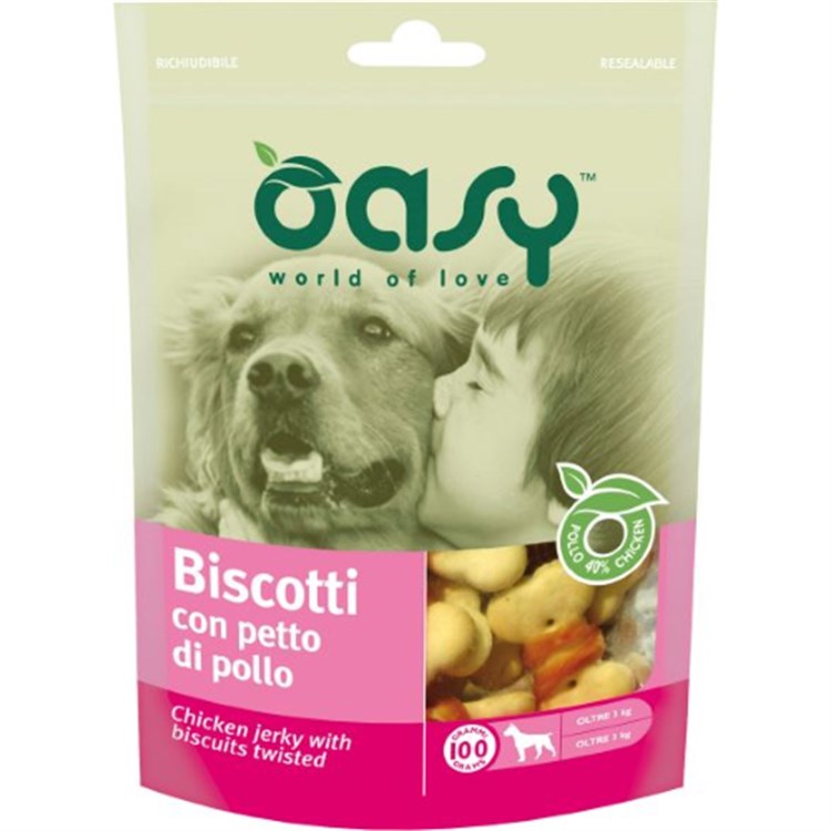 Oasy Snack Biscotti con Petto di Pollo 100 g per Cani