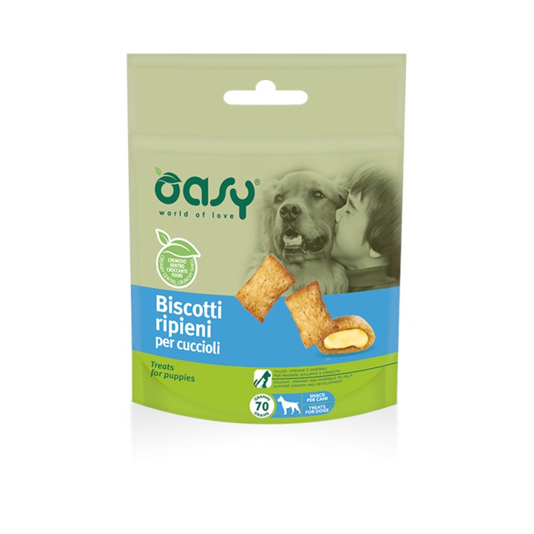 Oasy Snack Biscotti Ripieni per Cani Cuccioli 70 g