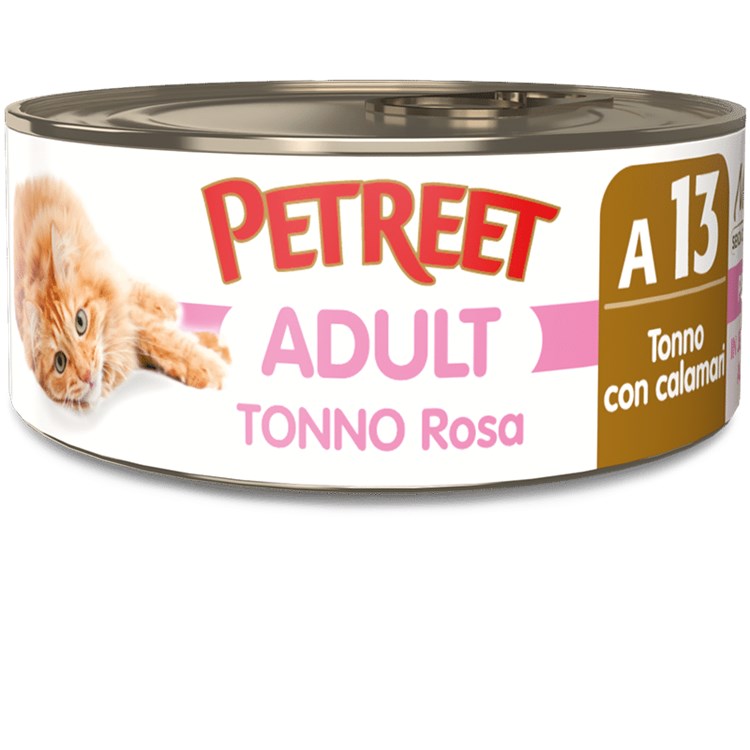 Petreet 70 gr Tonno Rosa con Calamari A13 Scatolette Per Gatti