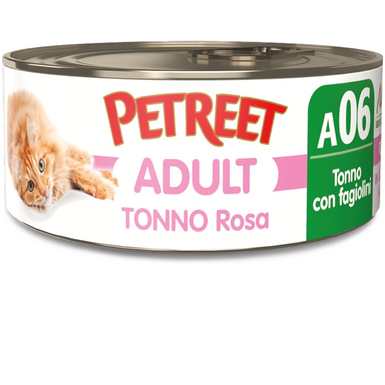 Petreet 70 gr Tonno Rosa con Fagiolini A06 Scatolette Per Gatti