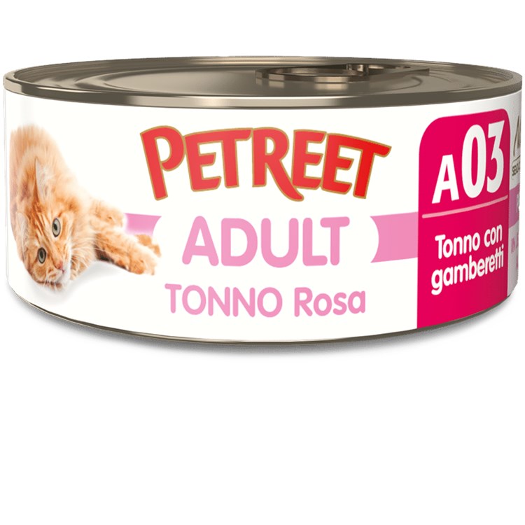 Petreet 70 gr Tonno Rosa con Gamberetti A03 Cibo Per Gatti