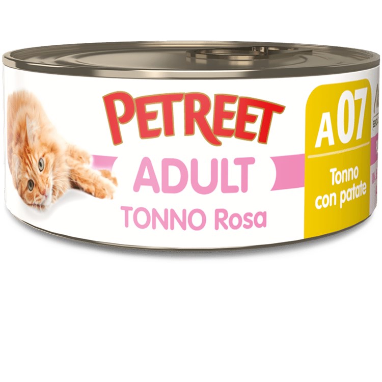 Petreet 70 gr Tonno Rosa con Patate A07 Scatolette Per Gatti