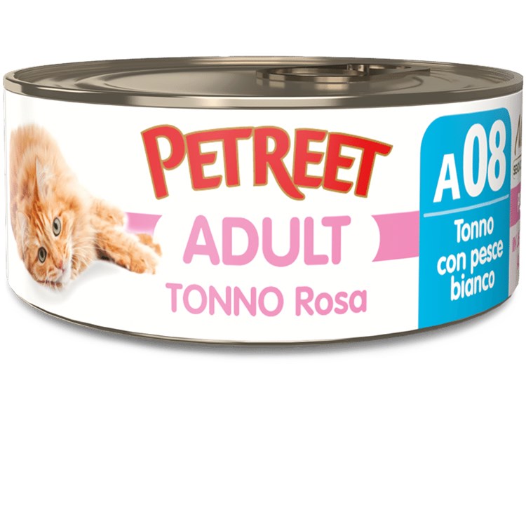 Petreet 70 gr Tonno Rosa con Pesce Bianco A08 Scatolette Per Gatti