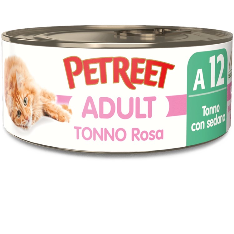 Petreet 70 gr Tonno Rosa con Sedano A12 Scatolette Per Gatti