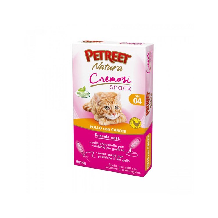 Petreet Cremosi Snack 6 Bustine da 14 gr Pollo Con Carote