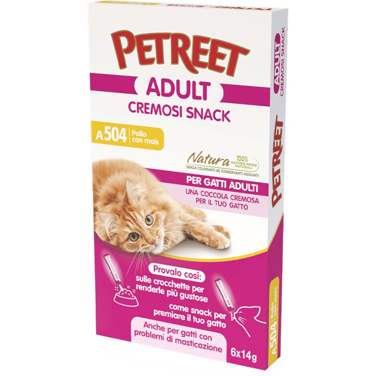 Petreet Cremosi Snack 6 Bustine da 14 gr Pollo Con Mais