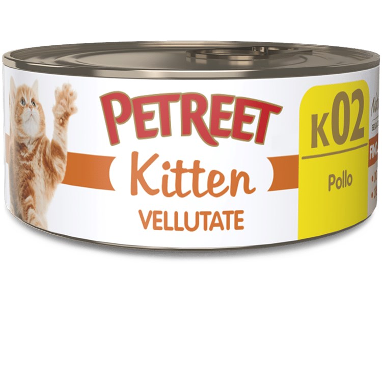 Petreet Kitten Vellutate Pollo 60 gr K02 Scatoletta Umido Gattini