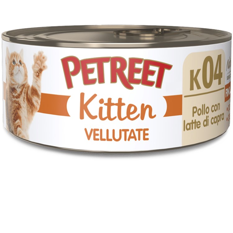 Petreet Kitten Vellutate Pollo Con Latte Di Capra 60 gr K04 Scatoletta Umido Gattini