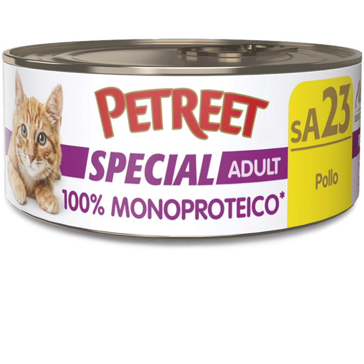 Petreet Monoproteico Pollo 60 gr sA23 Lattina Umido Gatto