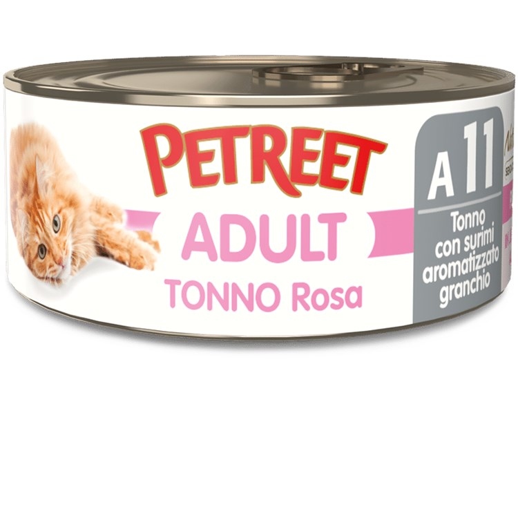 Petreet Tonno Rosa con Surimi di Granchio 70 gr A11 Scatolette Per Gatti