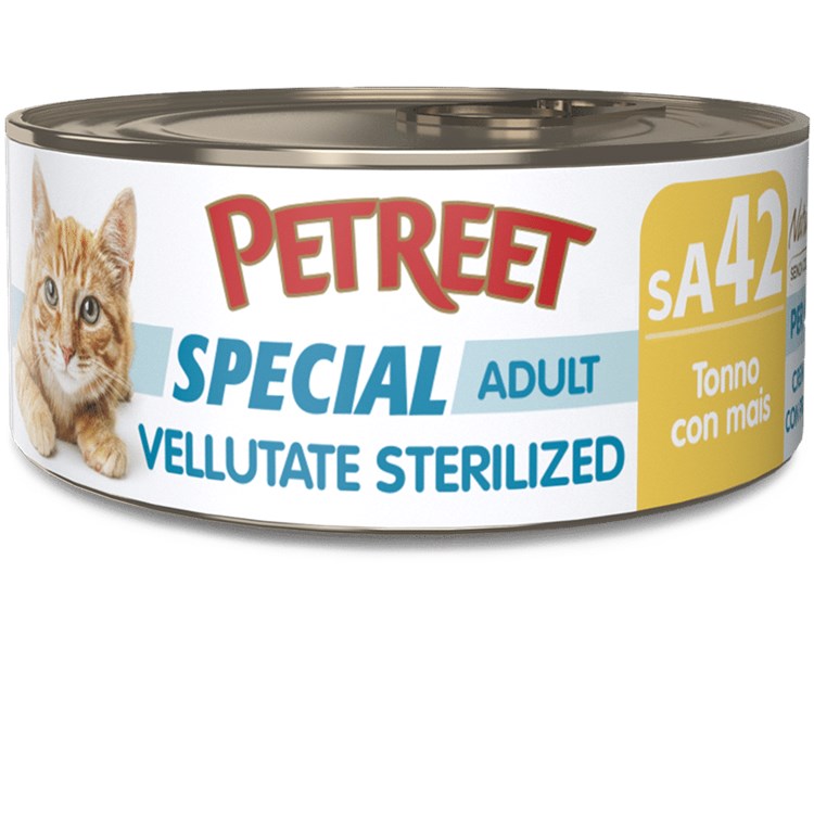 Petreet Vellutate Sterilized Tonno Con Mais 70 gr sA42 Scatoletta Gatto Sterilizzato