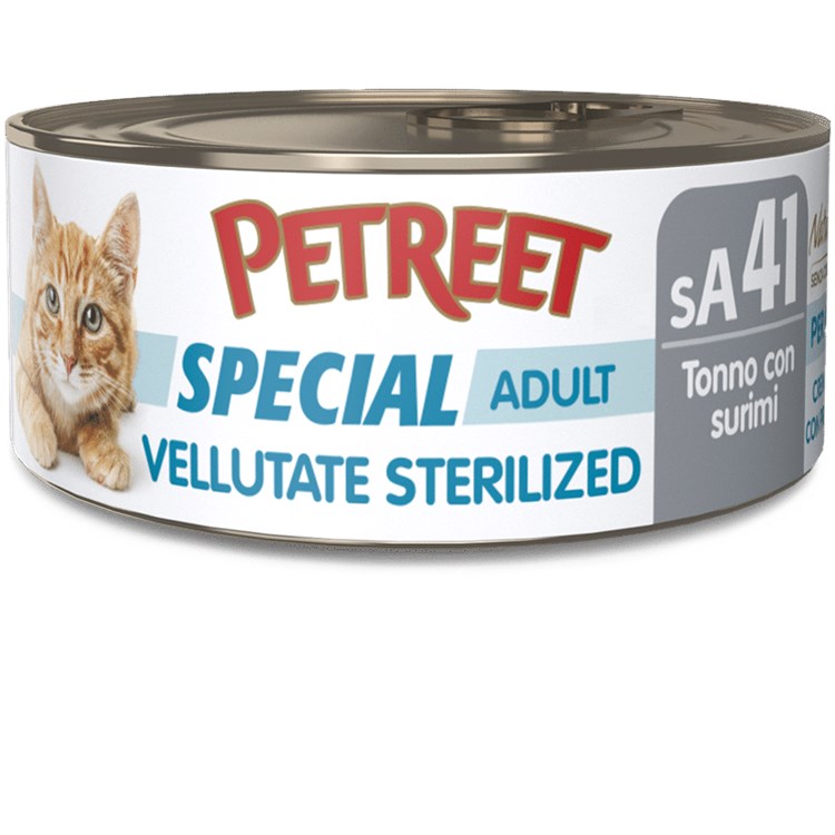 Petreet Vellutate Sterilized Tonno Con Surimi 70 gr sA41 Scatoletta Gatto Sterilizzato