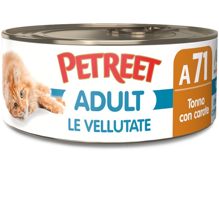 Petreet Vellutate Tonno Con Carote 70 gr A71 Scatoletta Umido Gatto