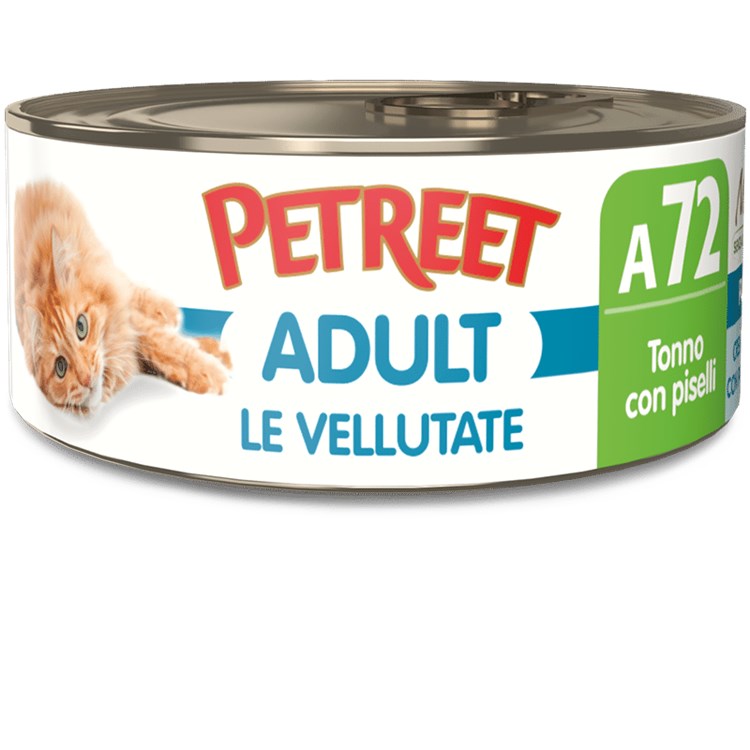 Petreet Vellutate Tonno Con Piselli 70 gr A72 Scatoletta Umido Gatto