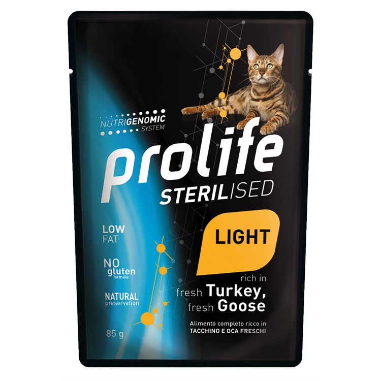 PROLIFE Cat Sterilised Light Tacchino e Oca 85 gr Umido Gatto