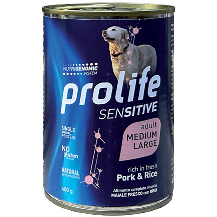 Prolife Dog Medium Large Adult Sensitive Maiale e Riso 400 gr Umido Per Cani