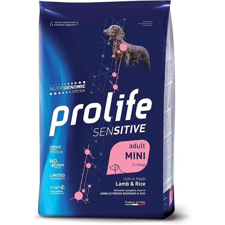 Prolife Dog Sensitive Mini Adult Agnello e Riso 7 kg Crocchette Per Cani