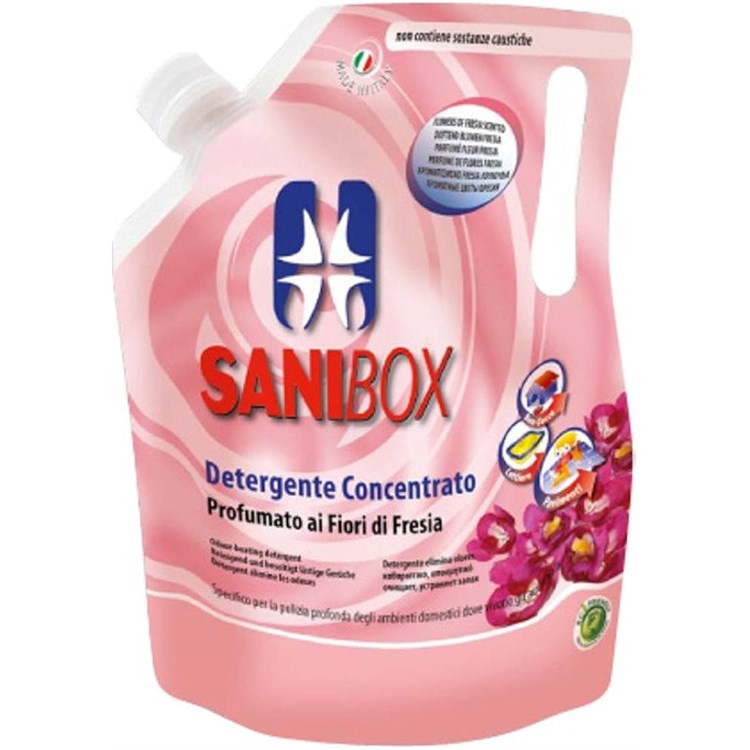 Sanibox Detergente Concentrato Elimina Odori ai Fiori di Fresia 1000 ml Per Ambienti