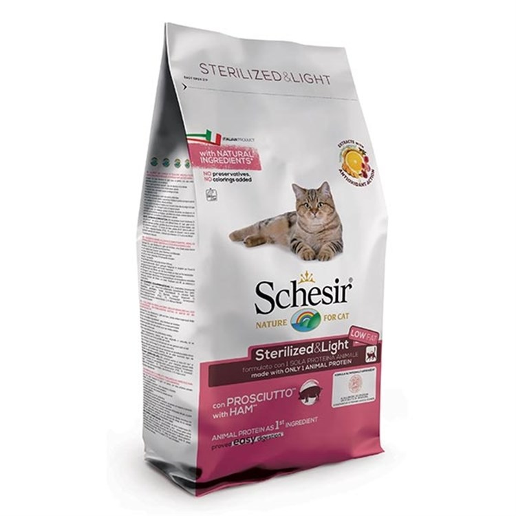 SCHESIR CAT Dry Line Sterilized & Light con Prosciutto 400 gr crocchette gatto