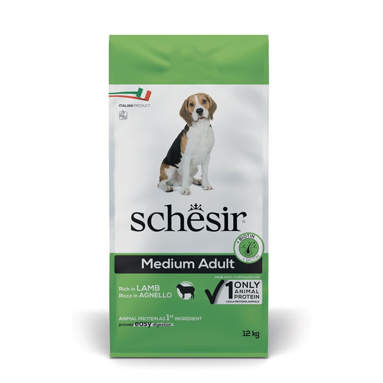 Schesir Dog Medium Adult Agnello Monoproteico Mantenimento 12 kg Per Cani