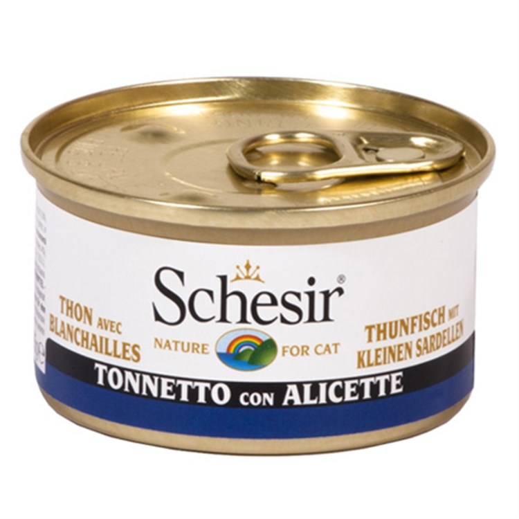 Schesir Gelatina Tonnetto Con Alicette 85 gr Scatoletta Per Gatti